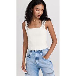 Reformation White Square Neck Stretch Tank Sleeveless Pullover Women Top Size L